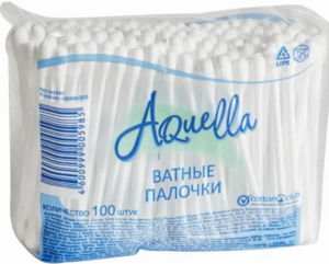 Ватные палочки АКВЕЛЛА в пакете 100 шт