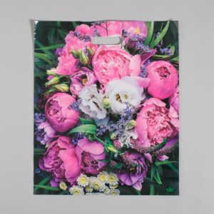 Пакет с вырубной  ручкой  Пионы 45*38