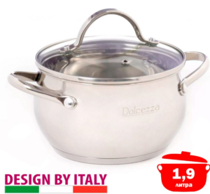 Кастрюля с крышкой  Dolcezza "FLORENCE"с крышкой нержавеющая сталь 1.9 л