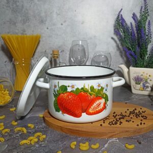 Кастрюля 2,9л цил. 1с16с/1 белосн. Клубника садовая
