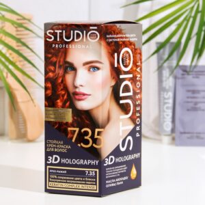 Стойкая крем-краска волос Studio Professional "3D Holography" 7.35  ярко-рыжий, 115 мл