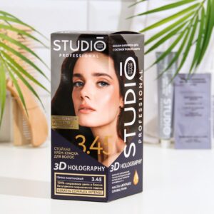 Стойкая крем-краска волос Studio Professional "3D Holography" тёмно-каштановый, тон 3.45 г, 115 мл